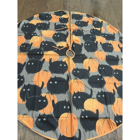 Halloween Black Cat Pumpkin Tree Skirt 47” NEW‎ - Picture 3 of 5